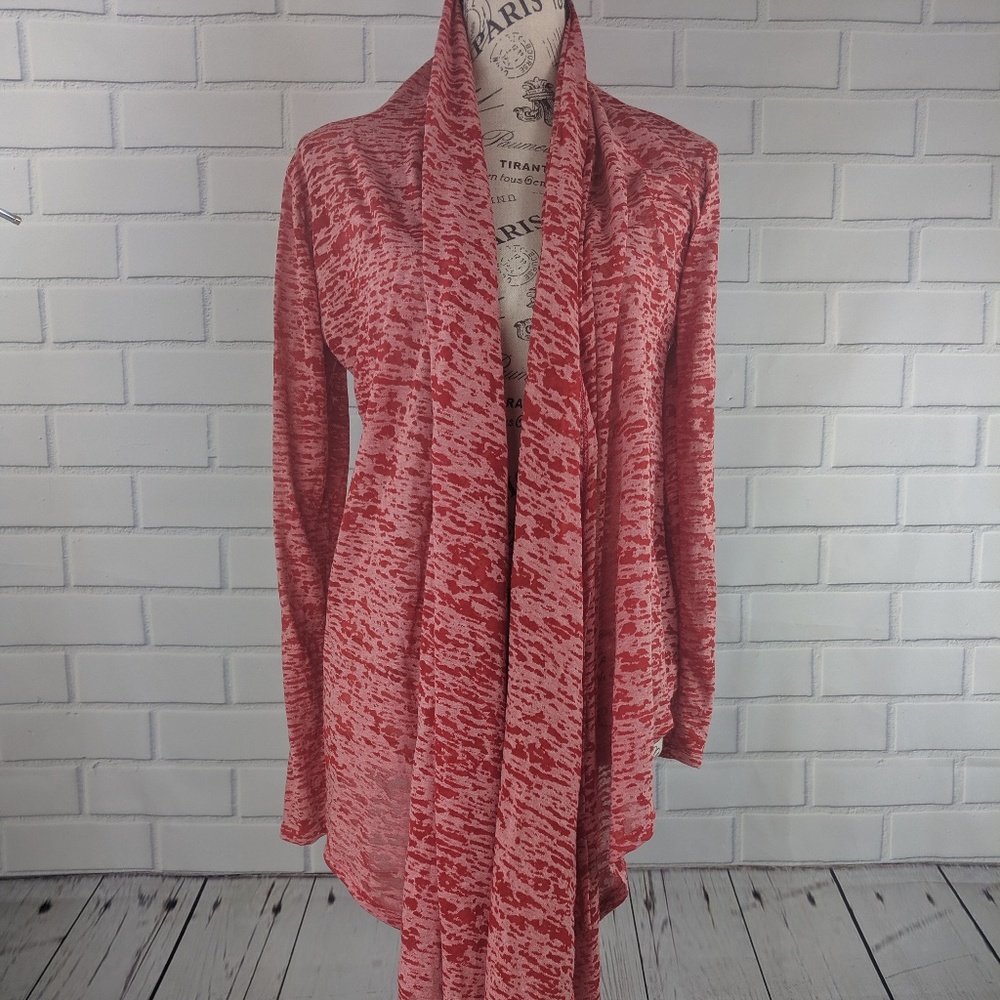 SOYBU Yoga Wrap Lightweight Cardigan Red Marbled
